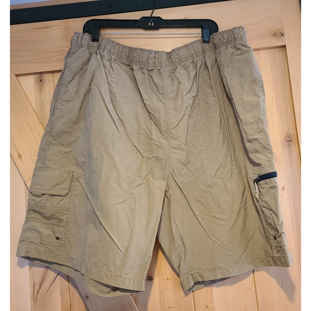 90s Vintage Pandemonium Size XXL Tan Cargo Nylon Hiking Shorts 40x10"
